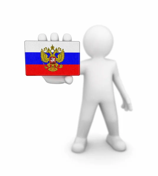 Hombre y bandera rusa. Imagen con ruta de recorte — Foto de Stock