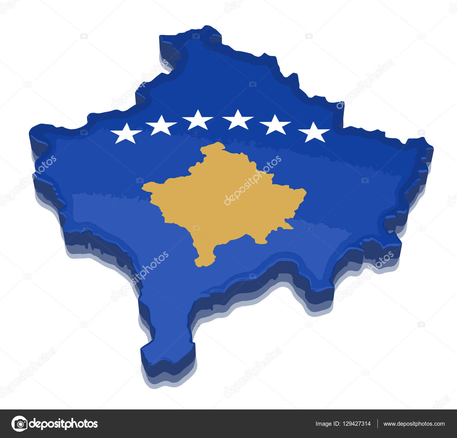 Kosovo flag isolated on white, Kosovo flag, three dimensional render,  isolated on white, Kosovo