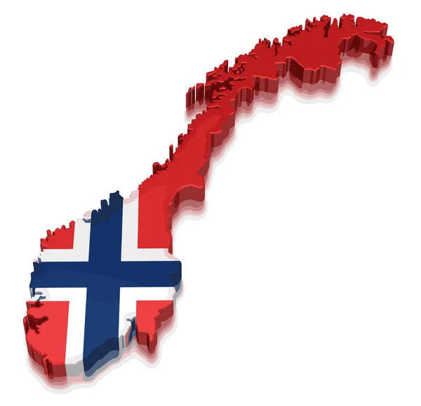 ノルウェーの地図。3 d のレンダリング イメージです。クリッピング パスとイメージ — ストックベクタ