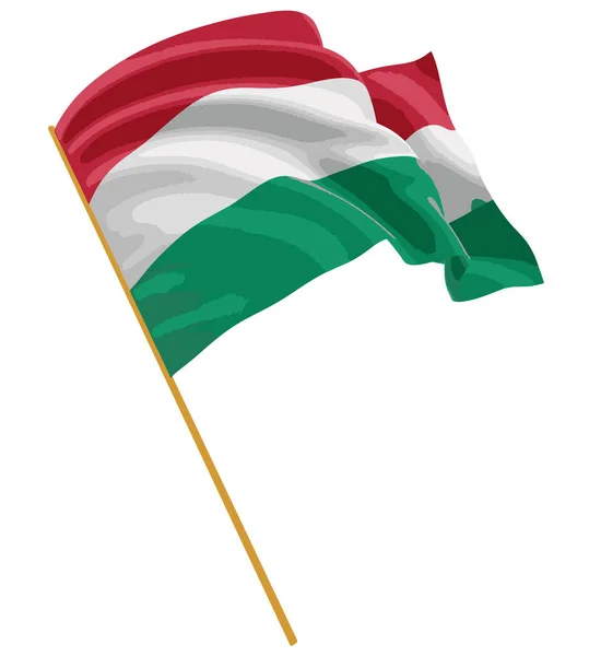 3D Hungarian flag with fabric surface texture. White background. — Stock Vector