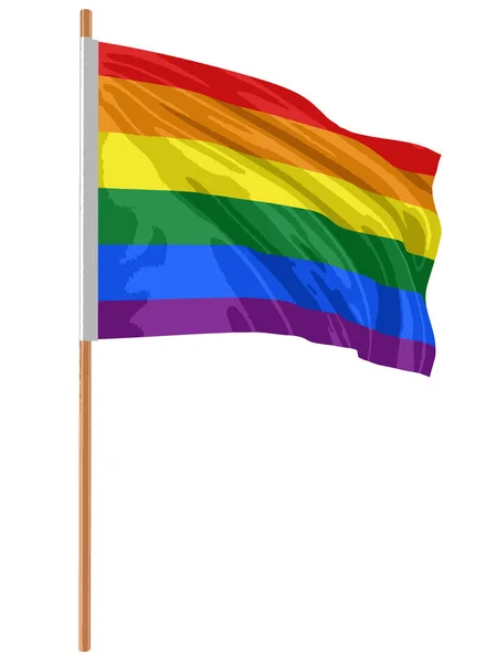 Gay Pride Regenboogvlag. Afbeelding met uitknippad — Stockvector