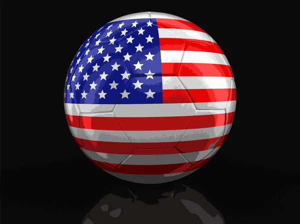Ποδόσφαιρο Ποδόσφαιρο με σημαία των ΗΠΑ. Εικόνα με διαδρομή αποκοπής — Διανυσματικό Αρχείο