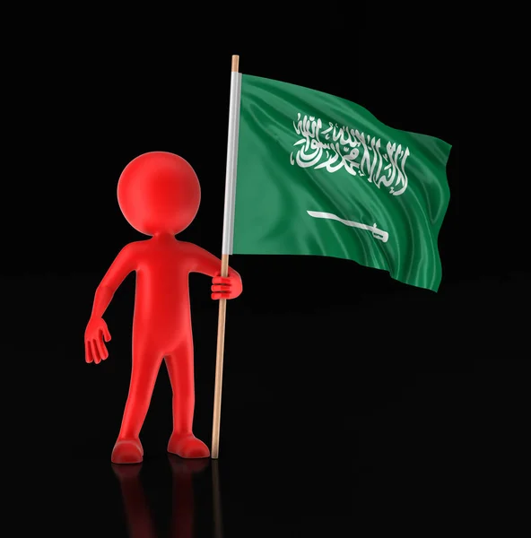 男人和沙特阿拉伯等国的国旗。图像的剪切路径 — 图库照片