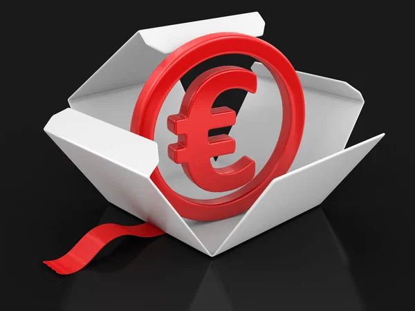 Open package with euro sign. Image with clipping path