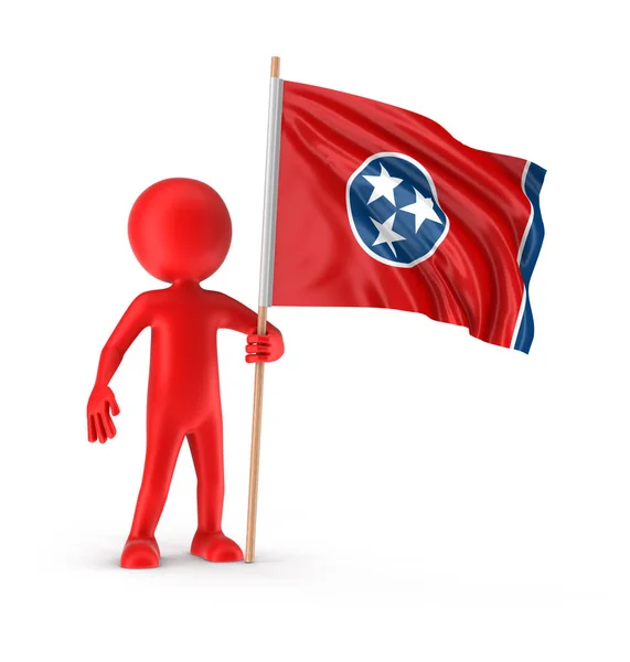Homem e bandeira do estado norte-americano do Tennessee. Imagem com caminho de recorte — Fotografia de Stock