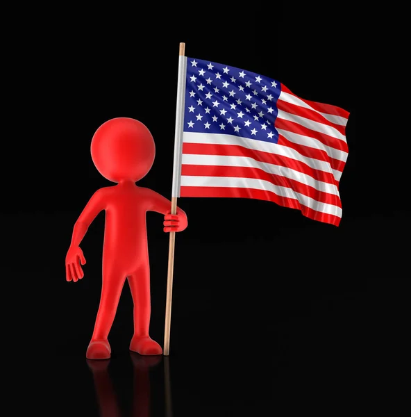 Άνθρωπος και Usa σημαία. Εικόνα με διαδρομή αποκοπής — Φωτογραφία Αρχείου