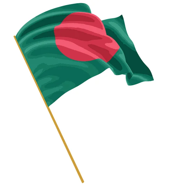 3D Flag of Bangladesh with fabric surface texture. White background. Image with clipping path — Stock Vector