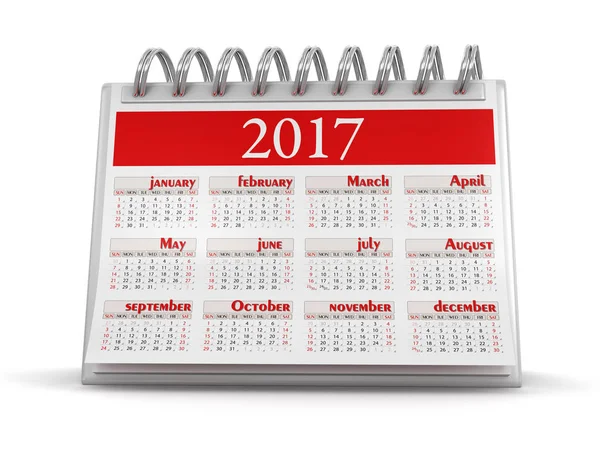 Calendário ano 2017 imagem. Imagem com caminho de recorte — Fotografia de Stock