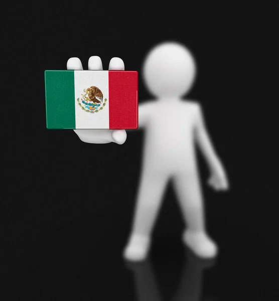 Homem e bandeira mexicana. Imagem com caminho de recorte — Fotografia de Stock