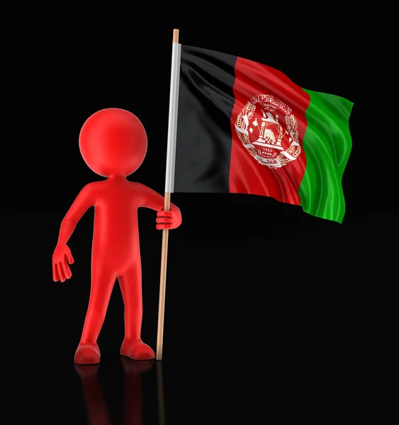 Man en Afghani vlag. Afbeelding met uitknippad — Stockfoto