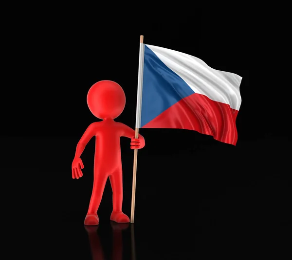 Człowiek i flaga Czeska. Obraz ze ścieżką przycinającą — Zdjęcie stockowe