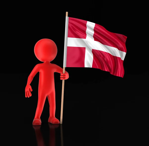 Hombre y bandera danesa. Imagen con ruta de recorte — Foto de Stock
