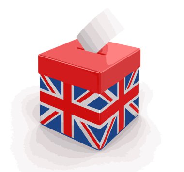 İngiliz bayrağı ile oy sandığı. Görüntü kırpma yolu ile