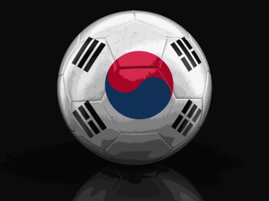 Güney Kore bayrağı ile futbol futbol. Görüntü kırpma yolu ile