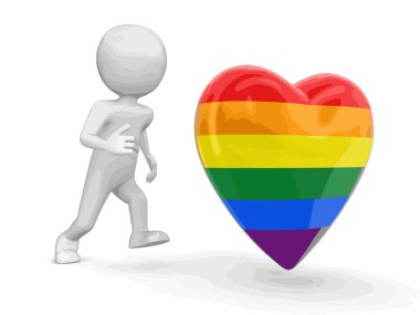 Renk kalp için koşan adam. Görüntü kırpma yolu ile