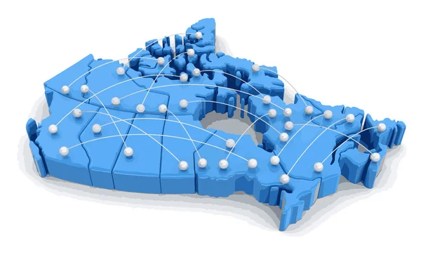 加拿大的地图与飞行路径。图像的剪切路径. — 图库矢量图片