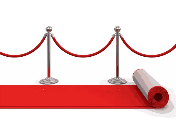 Red Carpet and stanchions. Imagen con ruta de recorte — Vector de stock