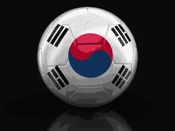 Sepak bola dengan bendera Korea Selatan. Gambar dengan tapak kliping - Stok Vektor