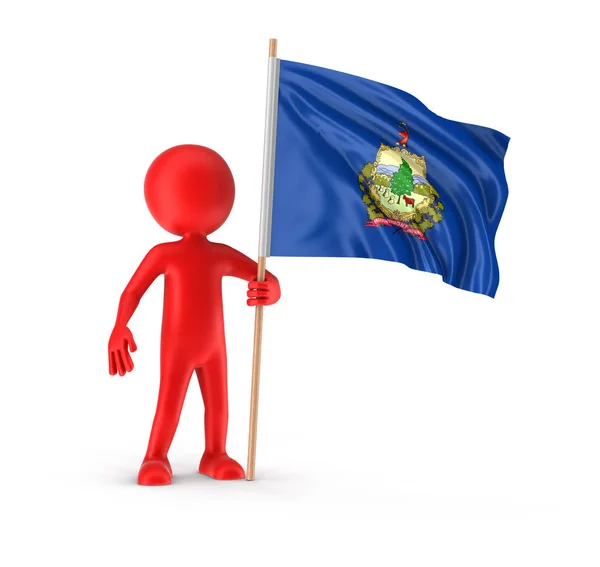 Man and flag US state of Vermont. Image with clipping path — Stock Photo, Image