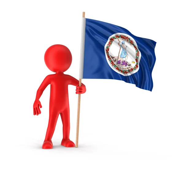 Man and flag US state of Virginia. Image with clipping path — Stock Photo, Image