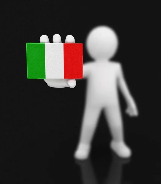 Человек и итальянский флаг. Изображение с пути обрезки — стоковое фото