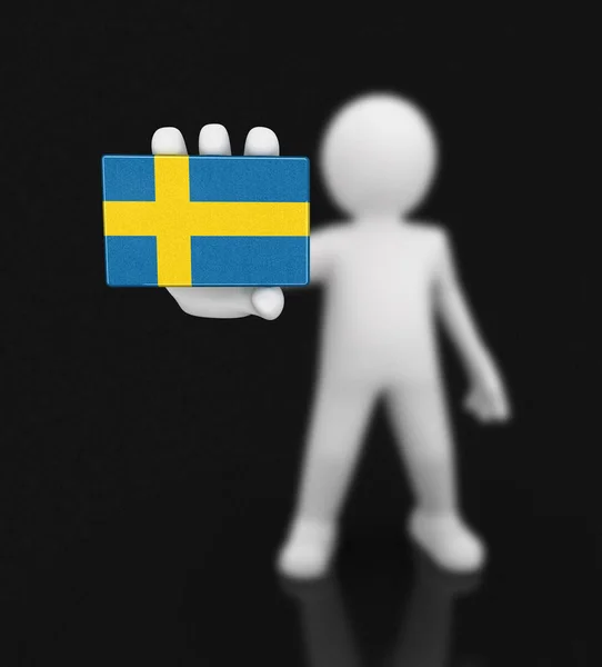 Mannen och Svenska flaggan. Bild med urklippsbana — Stockfoto