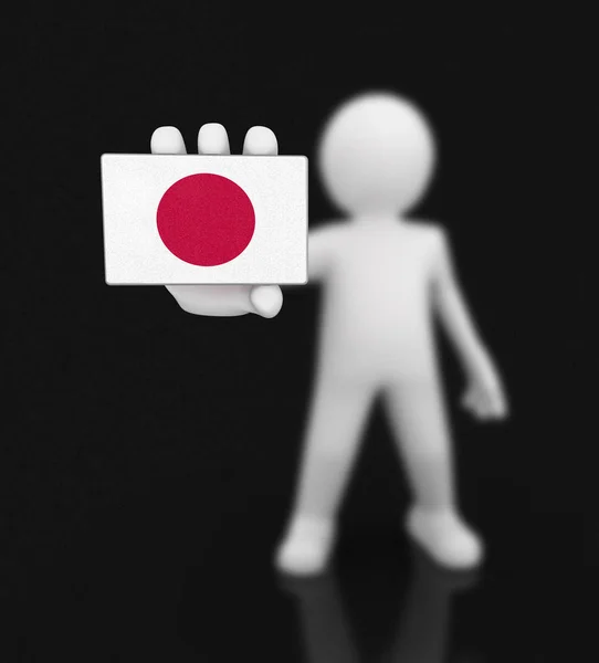 Hombre y bandera japonesa. Imagen con ruta de recorte — Foto de Stock