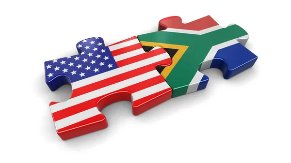 USA and South African republic puzzle from flags. Image with clipping path — Stock Photo, Image