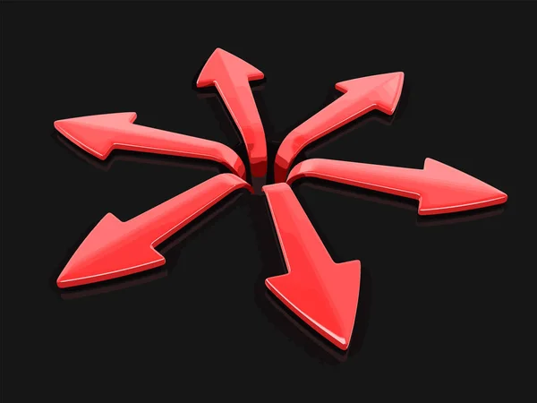 Immagine 3d di frecce in direzioni diverse. Immagine con percorso di ritaglio — Vettoriale Stock