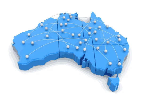 Mapa Australii z tras. Obraz ze ścieżką przycinającą. — Wektor stockowy