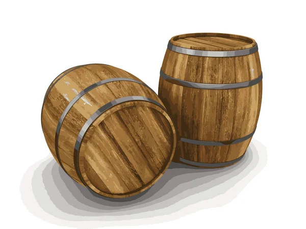 Wine barrels. Image with clipping path — Stock Vector