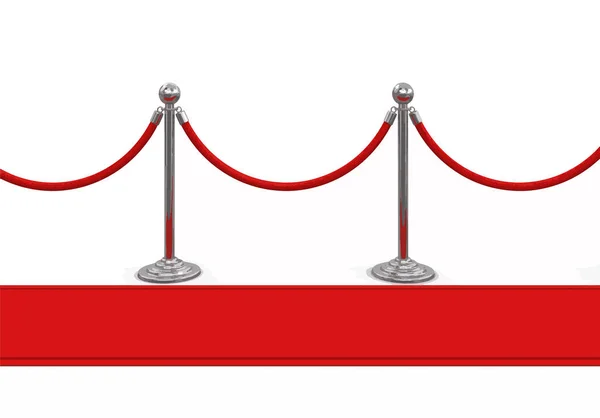 Tapis rouge et poteaux. Image avec chemin de coupure — Image vectorielle