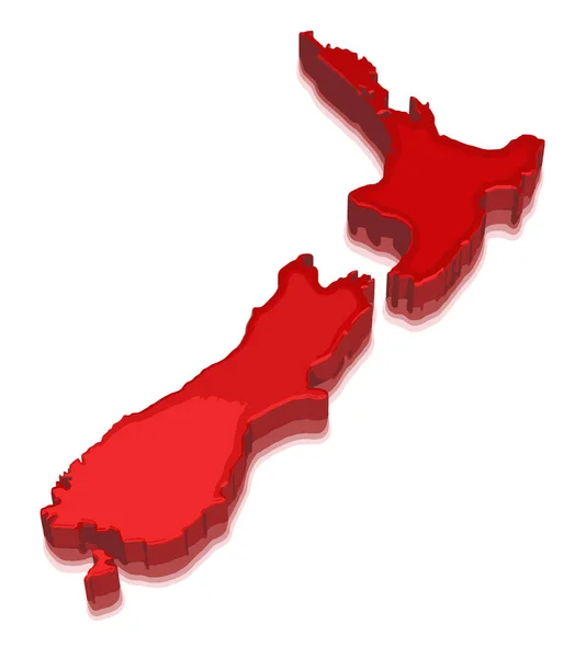 Mapa da Nova Zelândia. Imagem de renderização 3d. Imagem com caminho de recorte — Vetor de Stock