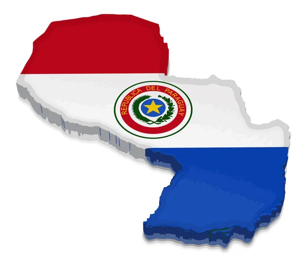 Mapa de Paraguay. Imagen de renderizado 3d. Imagen con ruta de recorte — Vector de stock