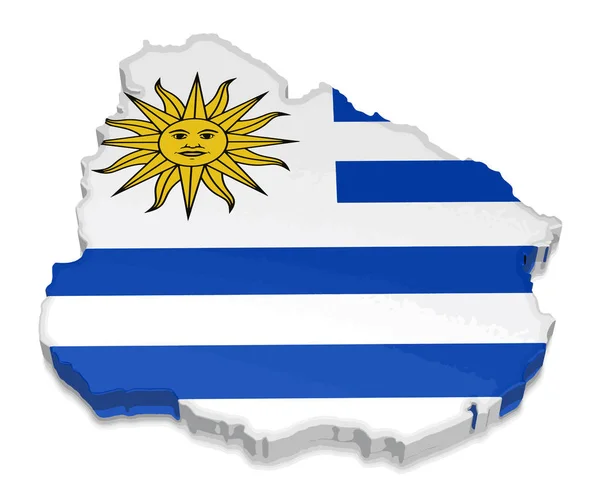 Χάρτης της Ουρουγουάης. 3D καθιστούν εικόνας. Εικόνα με διαδρομή αποκοπής — Διανυσματικό Αρχείο