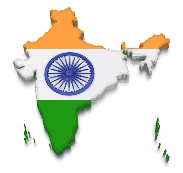 Mapa Indie. 3D vykreslování obrazu. Obraz s ořezovou cestou — Stockový vektor