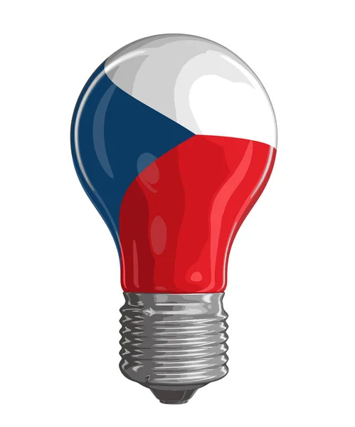 Ampoule avec drapeau tchèque. Image avec chemin de coupure — Image vectorielle