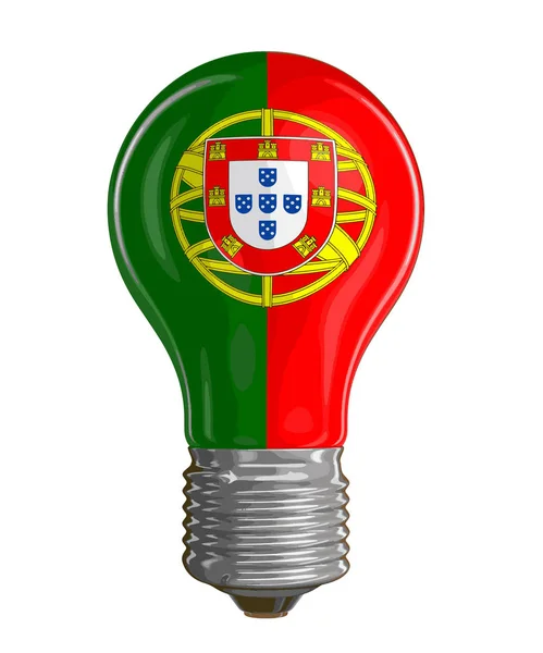 Light bulb with Portuguese flag.  Image with clipping path — Stock Vector