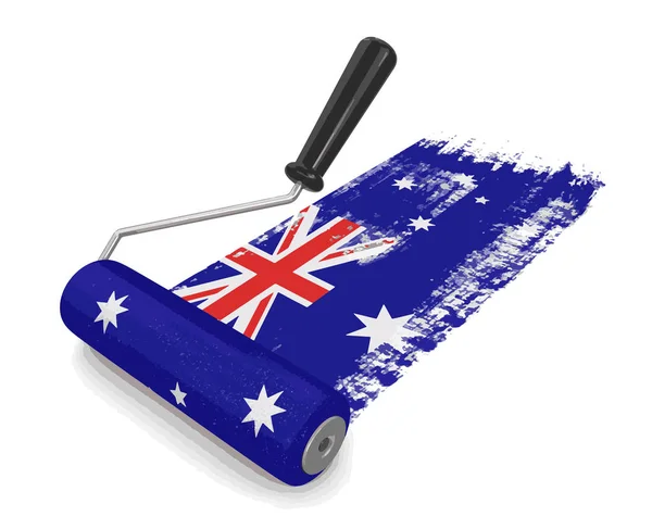 Paint roller with Australian flag. Image with clipping path — Stock Vector