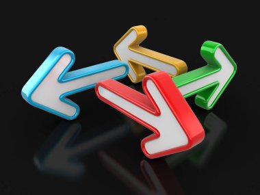 3D görüntü farklı yönlere ok. Görüntü kırpma yolu ile