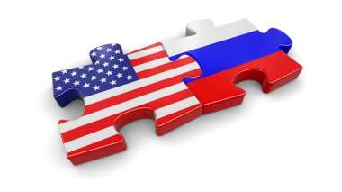 ABD ve Rusya bayraklar bulmaca. Görüntü kırpma yolu ile