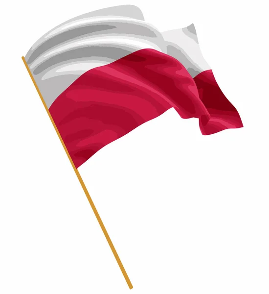 3D польський прапор з тканини поверхневі текстури. Білий фон. — стоковий вектор