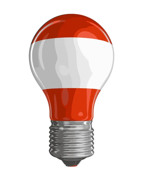 Ampoule avec drapeau autrichien. Image avec chemin de coupure — Image vectorielle
