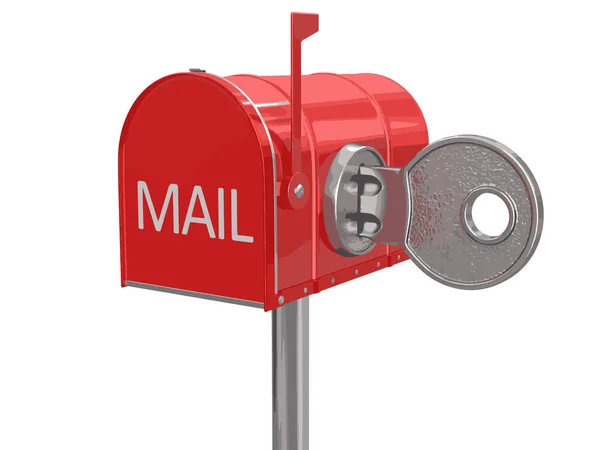 Mailbox and lock. Image with clipping path — Stock Vector