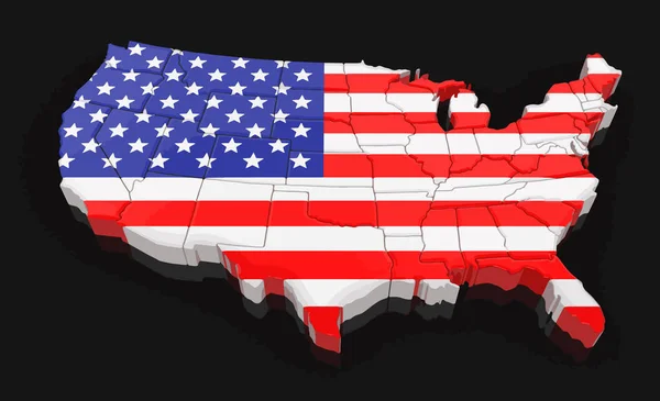 Mapa de Estados Unidos. Imagen con ruta de recorte . — Vector de stock
