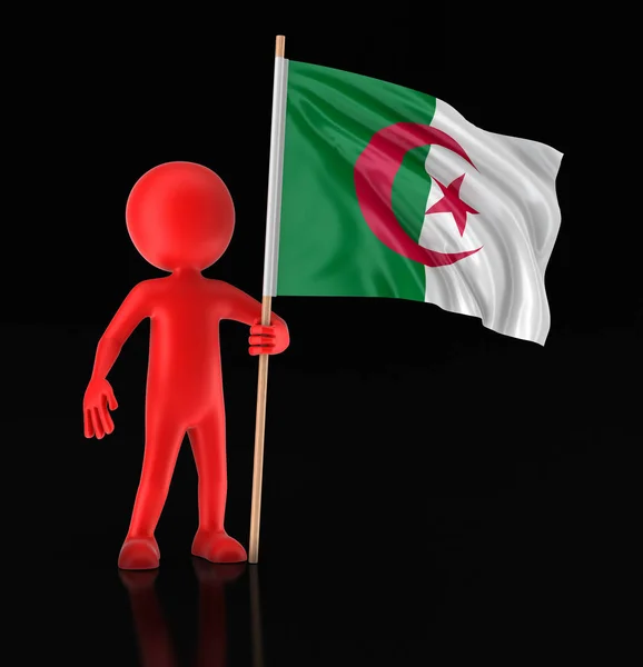 Adam ve Cezayir bayrağı. Görüntü kırpma yolu ile — Stok fotoğraf