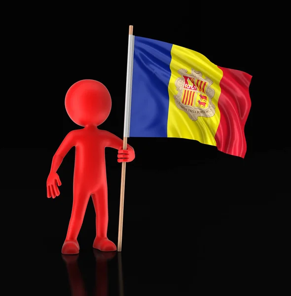 Mannen och Andorras flagga. Bild med urklippsbana — Stockfoto