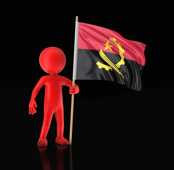 Mann und Angola-Fahne. Bild mit Ausschnittspfad — Stockfoto