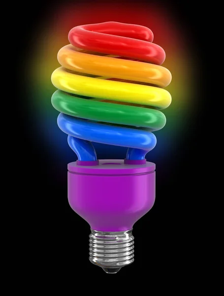 Ampoule à économie d'énergie multicolore. Image avec chemin de coupure — Photo