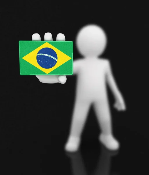 Mann und brasilianische Flagge. Bild mit Ausschnittspfad — Stockfoto